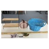 WICKER BASKET, SMALL SHELF, OTHER