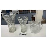 ANCHOR HOCKING VASES, STARBURST PATTERN, PITCHER