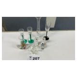 CANDLESTICKS, VASE,
