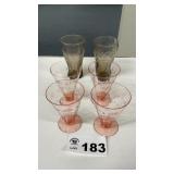 PINK STEMWARE, 2 COCA COLA GLASSES