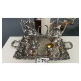 SHERIDAN SET, SILVER ON COPPER, TRAY UNKNOWN