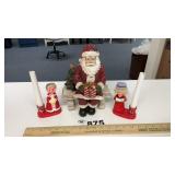 SANTA ON BENCH, CANDLE HOLDERS