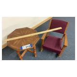 CHILDS ROCKING CHAIR, END TABLE