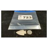 NOTCHED PROJECTILE POINT, ARROWHEAD, FLINT