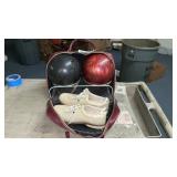 BOWLING BALLS, BAG, SHOES, SIZE 13