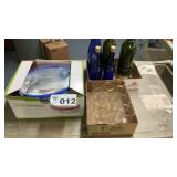 WAX WARMER, NIB, GLASSES, WINE BOTTLES