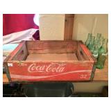 Vintage Coke Crate and 6 Coke Bottles