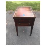 Leather Inlaid Side Table