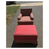 Plaid Chair and Ottoman