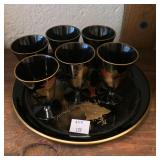 Lacquer Finished Plate and Cups