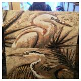 Pair of Bird Prints on Stretched Canvas