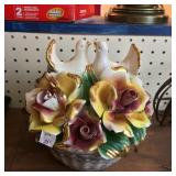 Porcelain Doves and Flowers