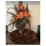 Silk Arrangement and Large Fruit Bowl