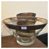 Salad Bowl Set with Silver Rim
