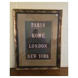 27x35 Framed Names of Cities