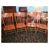 4 Oak Press-Back Chairs