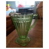 Green Depression Glass Pitcher