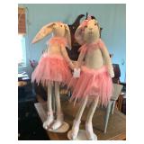 Two Tall Hand Made Bunny Ballerinas