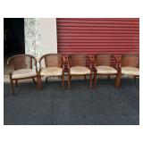 5 1960s Cane Back Dining Chairs