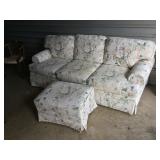 Floral Pattern Sofa and Matching Ottoman