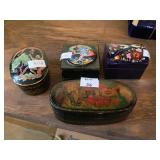 Three Lacquer Boxes and a music box