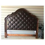Bernhardt Walnut and Tufted Leather King Headboard