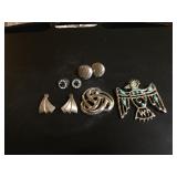 Earrings and Indian Phoenix Pin