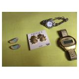 Two Watches and Earrings