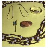 Necklace, Pin and Vintage Watch