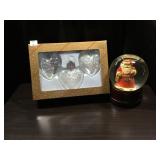 Ornaments and Santa Snow Globe