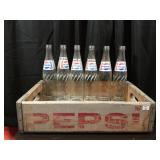 Vintage Pepsi Crate and 6 Bottles