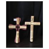Hanging crosses made from wine corks