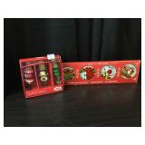 Christmas ornaments and wine savers