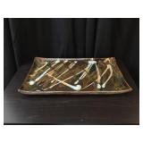 Rare Teruo Hara pottery tray with beautiful glaze