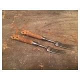 Two Hand Carved and Forgd Forks