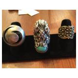 Two Sterling Rings and one Brass Ring