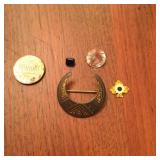 Crescent Pin, Crystal and Sapphire