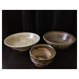 Three Fine Pottery Bowls. - 2 by Teruo Hara