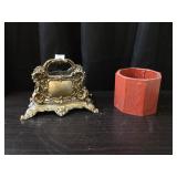 Brass Napkin Holder and Cup