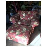 Floral Print Chair and Ottoman
