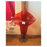 Red Glass Hand Blown Vase