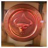Copper Tray with Bull