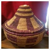 Hand Woven African Covered Basket