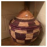 Hand Woven Covered African Basket