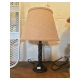 Small Wood Lamp with Burlap Shade