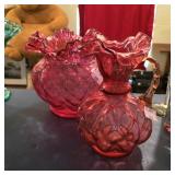 Two Cranberry Glass Pieces