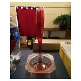 Champagne Flute and Depression Glass Bowl