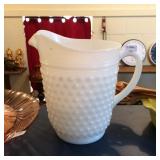 Milk Glass Hobnail Pitcher
