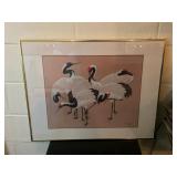 Framed And Signed Print of Cranes