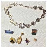 Pins and a Necklace